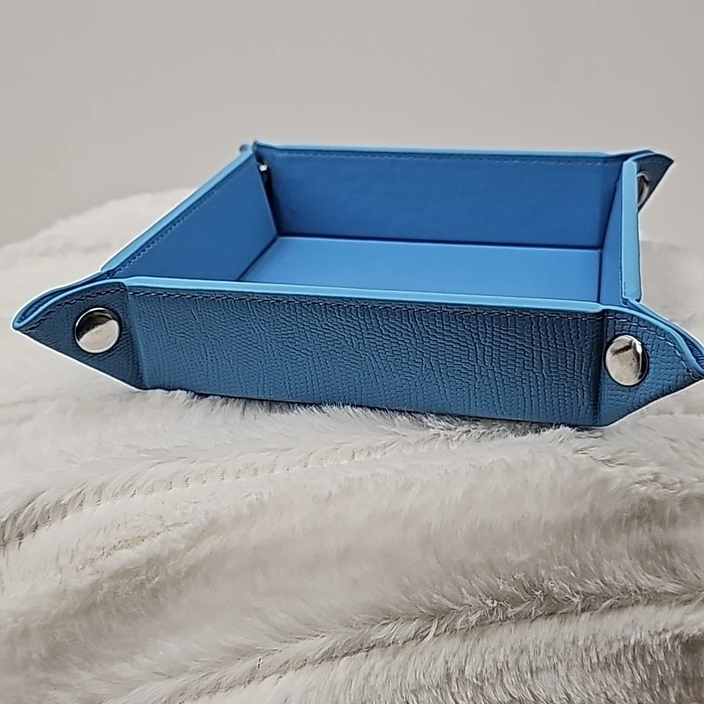 Faux Leather Jewelry Tray‎ Powder Blue Reptile Textured Foldable Organizer